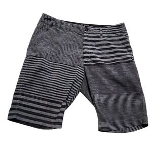 FOX Mens Striped Casual Shorts‎ Gray Black Walk Shorts Size 32